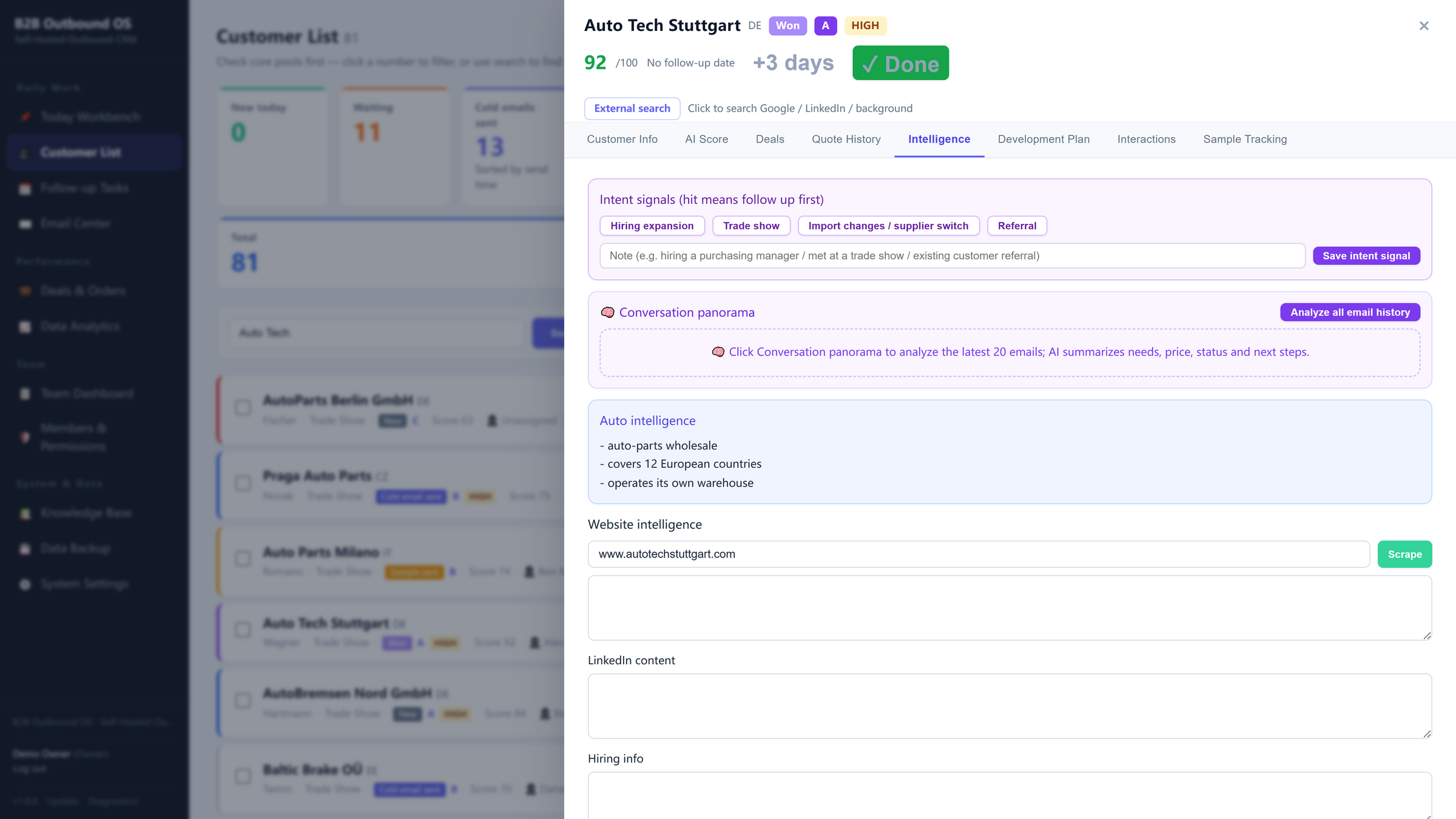 Account research for a manufacturing OEM